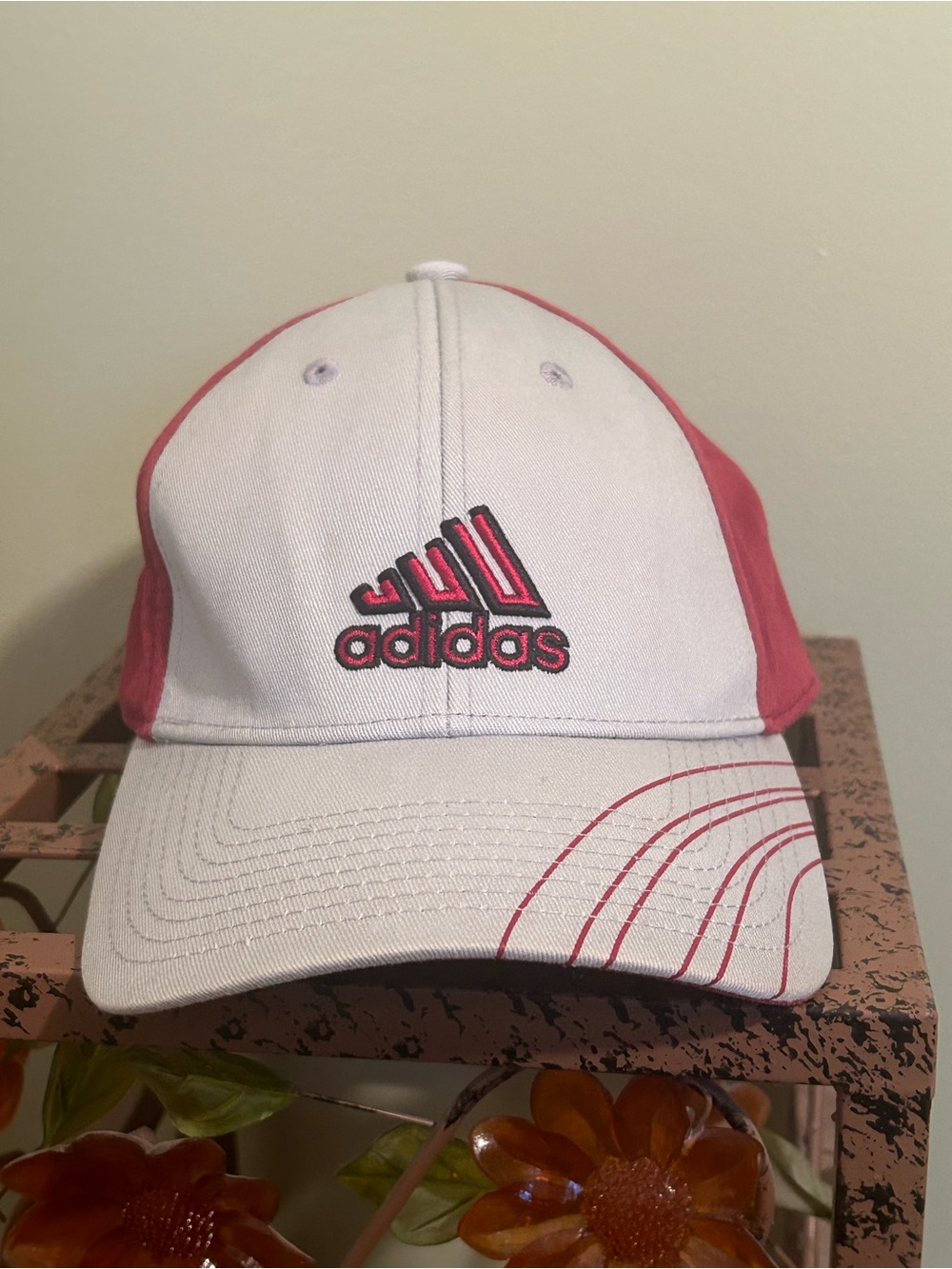 Adidas Vintage Y2K A-Flex Stretch Fit Hat Pink White